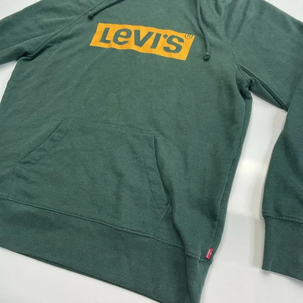 LEVI'S Burndlen Pullover Hoodie Sweatshirt Womens Size XS Dark Green Free Ship - Picture 3 of 6